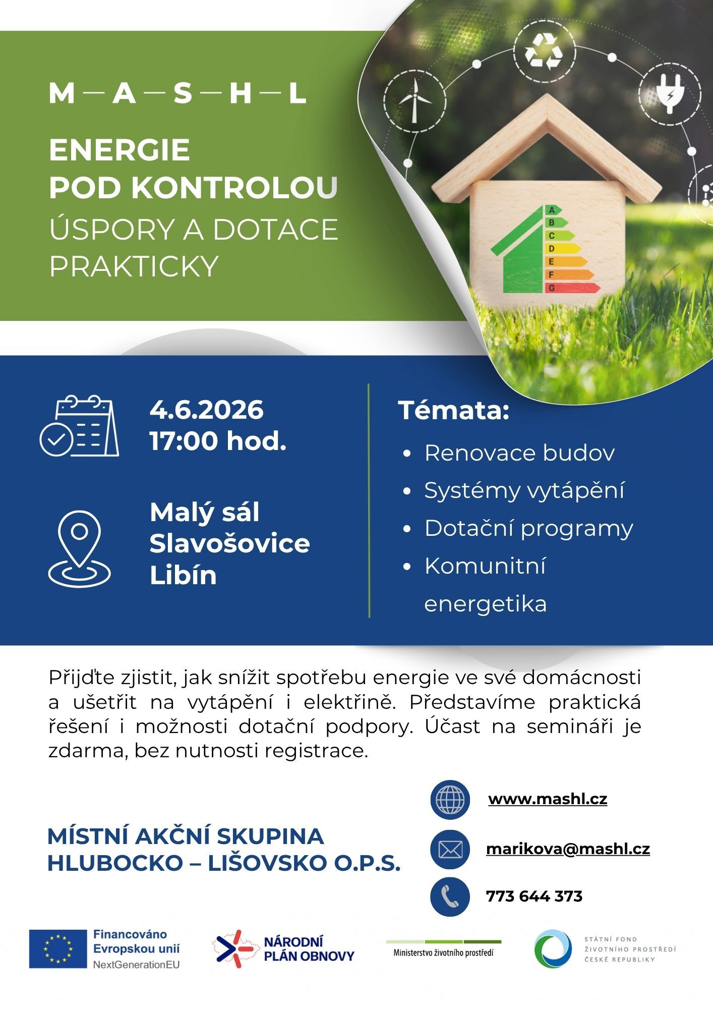 Leták - seminář Energie pod kontrolou