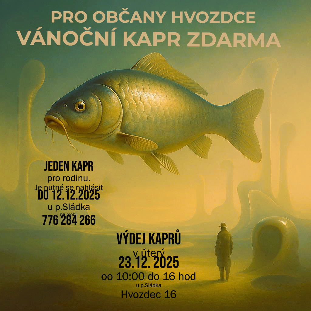 Vánoční kapr zdarma pro obyvatele Hvozdce