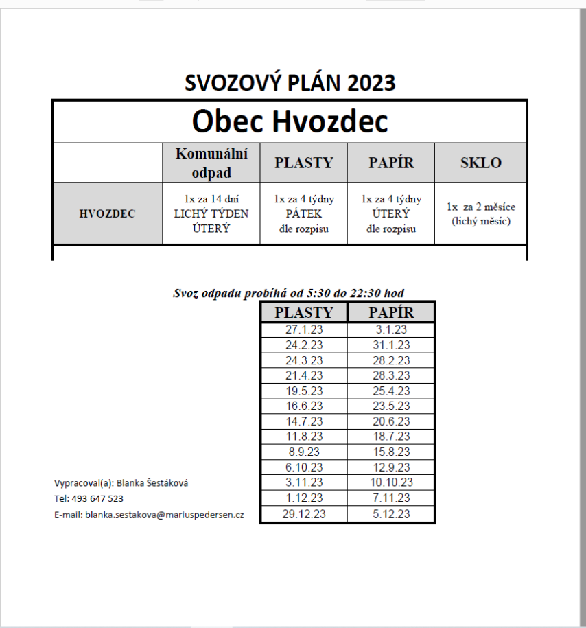 SVOZOVÝ PLÁN 2023